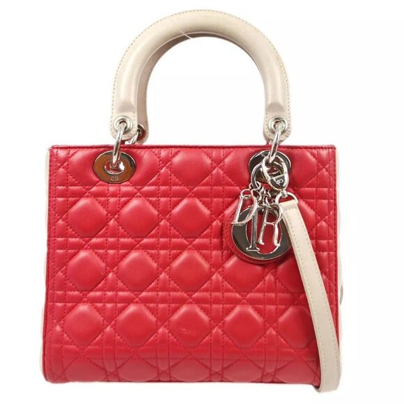 Christian Dior Pink Lambskin Lady Dior Cannage 2way Handbag - Picture 1 of 16